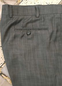 Men's Grey Striped Formal Trousers