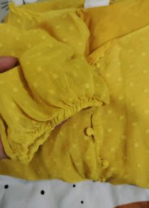 Bright Yellow Swiss Dot Midi Dress