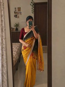 Combo of Elegant Peach and casual mustard saree