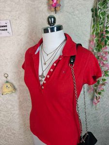 Red Tommy Hilfiger Polo Shirt