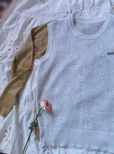 Chic White Knit Korean Style