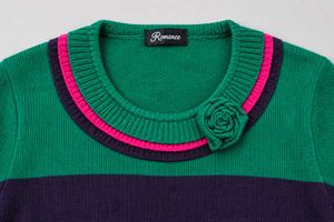 Chic Colorblock Rose Detail Sweater