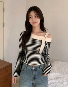 Striped Asymmetrical Top