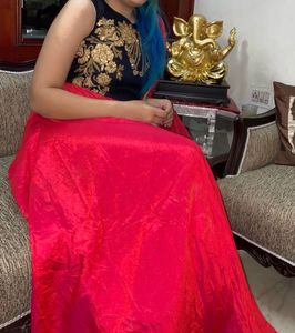 Vibrant Pink Ethnic Lehenga with Gold Border