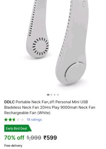 Bladless Rechargeable Portable Neck Fan