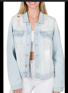 Distressed Light Wash Denim Jacket