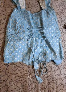 Elegant Light Blue Palazzo indowestern