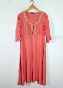Coral Peach Vescote Style Kurta (Women's)