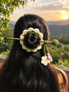 Boho Crochet Flower Hair Stick