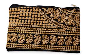 Black Embroidered Clutch