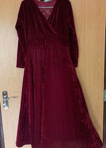 Stunning Wine Red Velvet Maxidress |