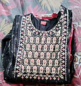 Black Golden Printed Anarkali Kurta