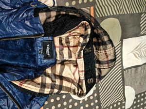 Blue Quilted Puffer Jacket hoody imported winters
