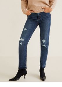 MANGO Ripped Blue Jeans