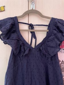 Ritu Kumar Navy Blue Ruffled Midi Dress