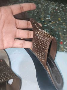 Sparkly Brown Wedge Sandals