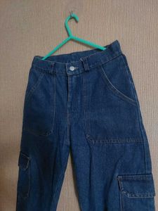 Blue Denim Cargo Pants