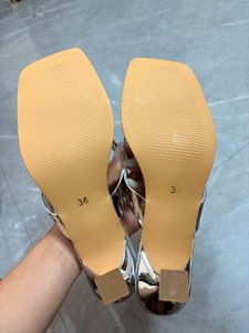 Stylish Silver Block Heel Sandals