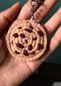 Crocheted Chocolate Chip Cookie Keychain