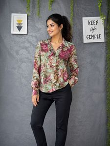 Vintage Floral Print Long Sleeve Top