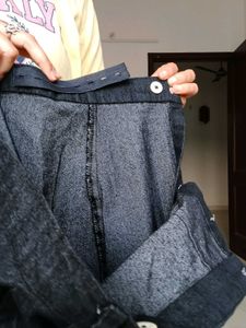 Denim Button-Down Midi Skirt