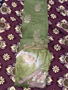 Embroidered Green Kurta Set material
