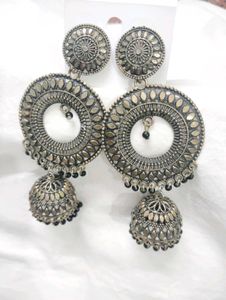 Oxidized Jhumka Earrings