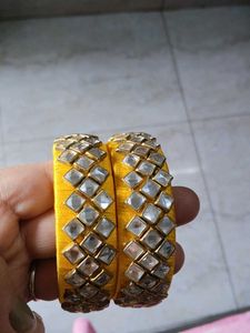 Yellow Stone Bangles - Set of 2