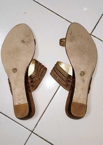 Elegant Gold Embellished Flat Sandals
