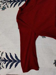 Maroon Ribbed Midi Dress