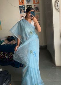Beautiful Blue Organza Saree