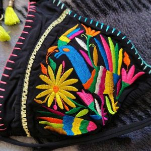 Embroidered Bikini Top L