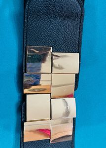 Stylish Black Elastic Belt with Gold Accents