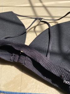 Black Cross Strips Bra