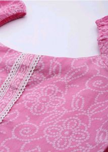 Pretty pink bandhani peplum short kurti 🩷🎀