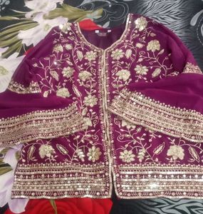 wine colour Palazzo Set with Sequins