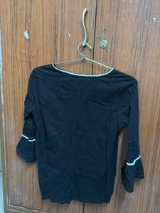 Embroidered Black Bell Sleeve Kurti