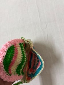 🆕Multicoloured Crochet Pouch Bags(Set of 2)
