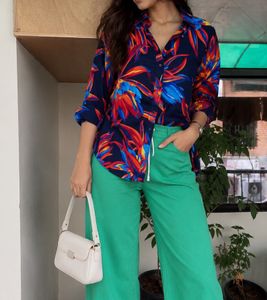 Vibrant Floral Print Button-Down Shirt