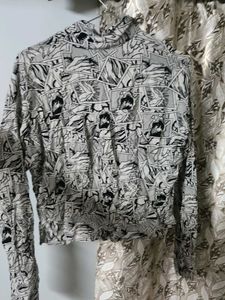 Graphic Print Button-Up Shirt
