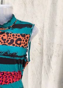 Chic Sleeveless Animal Print Dress