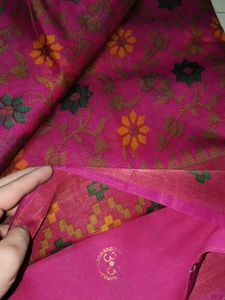 Vibrant Pink Floral Saree