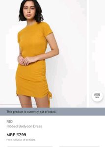 RIO Mustard Yellow Ruched Bodycon Dress