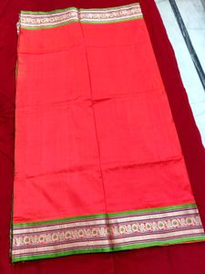 Zari Border Orange Silk Saree ✨