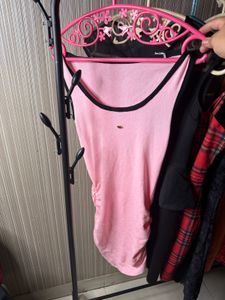 Cute Pink Ruched Mini Dress