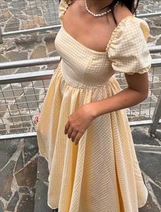 Gingham Yellow Maxi Dress