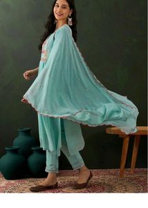 Beautiful Teal ALine Kurta Set