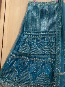 Teal Blue designer Fairy Lehanga