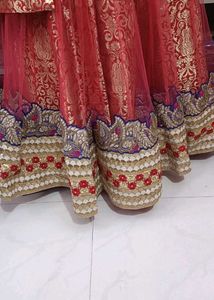 Red &amp; Gold Brocade Lehenga Set with Jacket