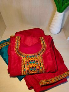 Beautiful Pink Kurta Set with Teal Dupatta